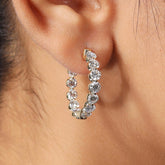 Round Diamond Inside Out Hoop Earring in 14K Gold
